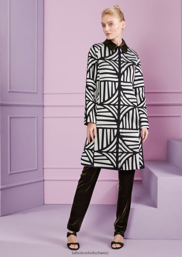 8NNJJV350 Kleidung Schwarz-Weiss Frauen Talbot Runhof Mantel Cubelle3