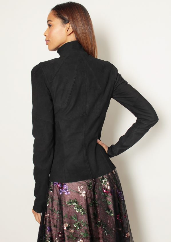 8NNJJV374 Kleidung Schwarz Frauen Talbot Runhof Lederjacke Fusion1