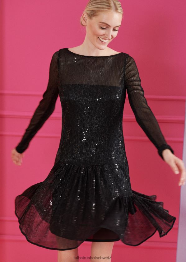 8NNJJV228 Kleidung Schwarz Frauen Talbot Runhof Cocktailkleid folkloristisch5