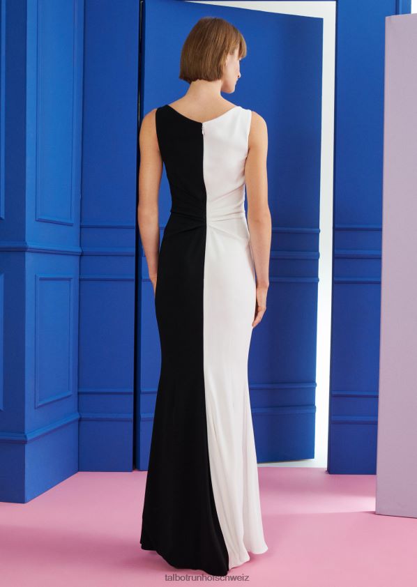 8NNJJV75 Kleidung Stretch-Triacetat-Krepp und Farbe Weiß/Schwarz Frauen Talbot Runhof Abendkleid Ehre1