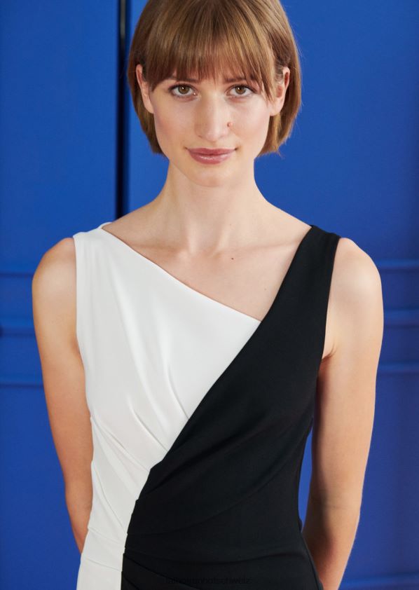 8NNJJV75 Kleidung Stretch-Triacetat-Krepp und Farbe Weiß/Schwarz Frauen Talbot Runhof Abendkleid Ehre1