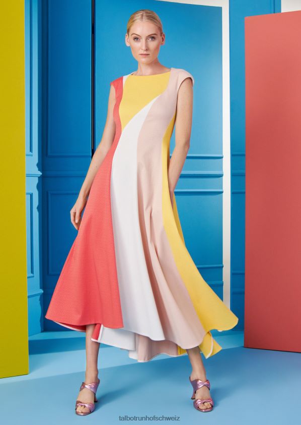 8NNJJV120 Kleidung Mischfarbe Granatapfelorange Frauen Talbot Runhof Midikleid holanda2