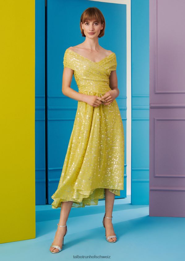 8NNJJV122 Kleidung Zitronengelb Frauen Talbot Runhof Midikleid tolinda12