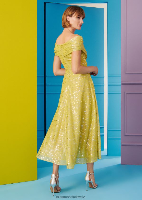 8NNJJV122 Kleidung Zitronengelb Frauen Talbot Runhof Midikleid tolinda12