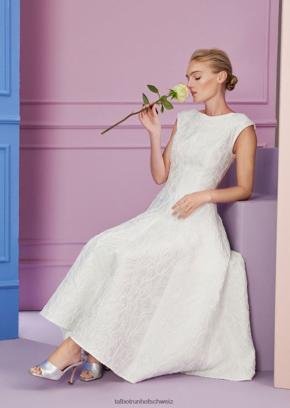 8NNJJV123 Kleidung Weiß Frauen Talbot Runhof Midikleid tomini15