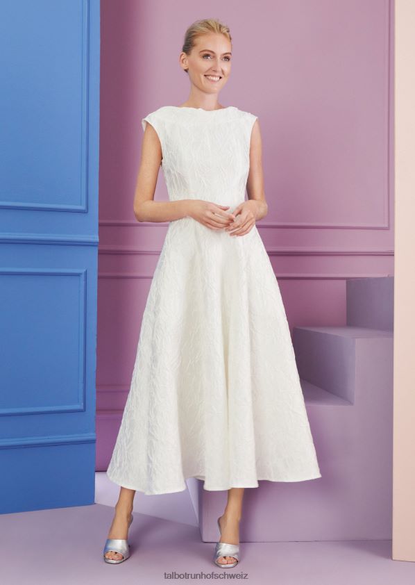 8NNJJV123 Kleidung Weiß Frauen Talbot Runhof Midikleid tomini15