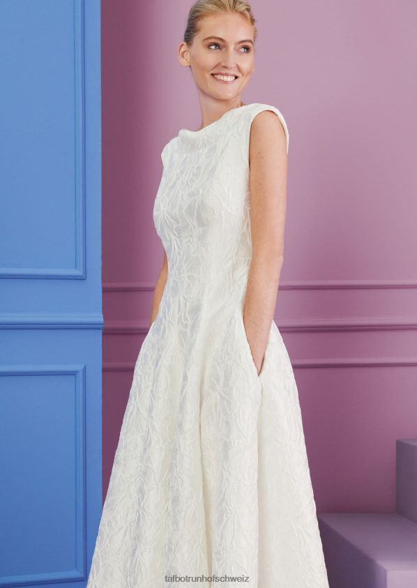 8NNJJV123 Kleidung Weiß Frauen Talbot Runhof Midikleid tomini15
