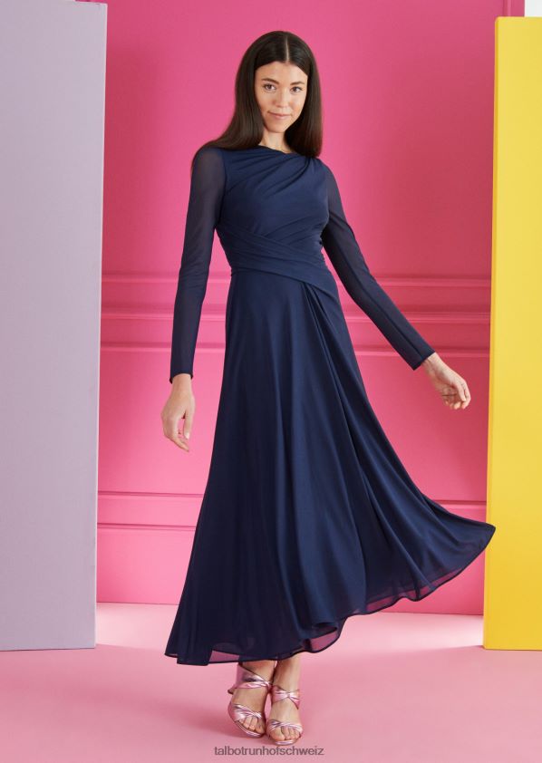8NNJJV138 Kleidung Mitternachtsblau Frauen Talbot Runhof Midikleid ross29