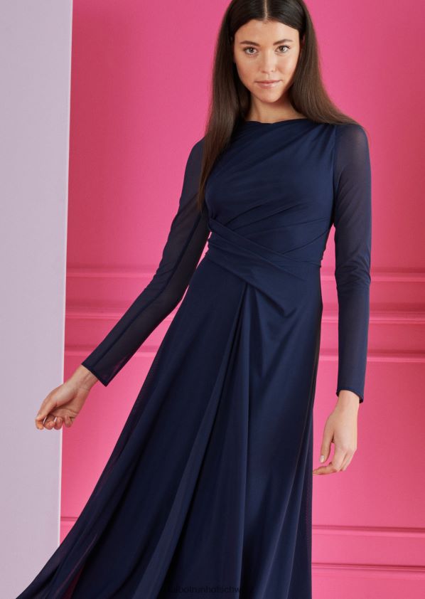 8NNJJV138 Kleidung Mitternachtsblau Frauen Talbot Runhof Midikleid ross29