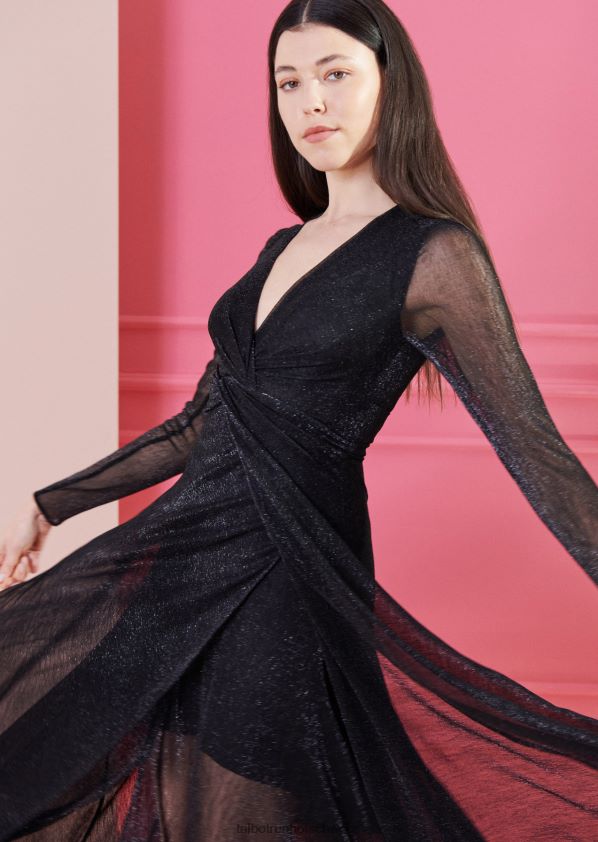8NNJJV146 Kleidung Schwarz Frauen Talbot Runhof Midikleid Golambini1