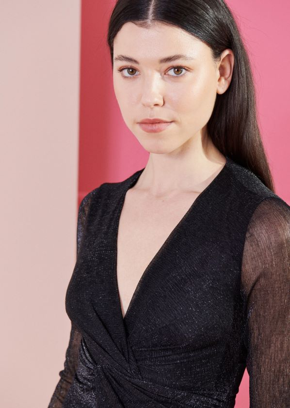 8NNJJV146 Kleidung Schwarz Frauen Talbot Runhof Midikleid Golambini1